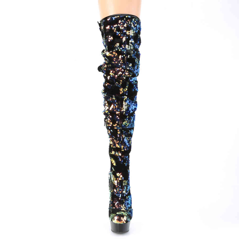 Pleaser - DELIGHT3004 Platform overknee Boots - Blue/Black